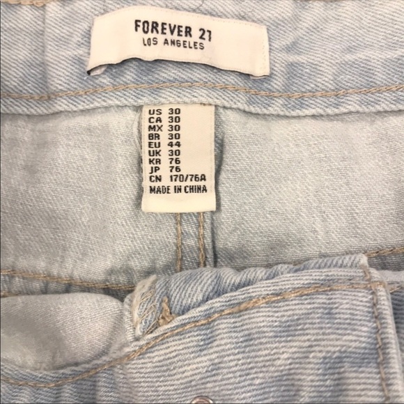 Forever 21 Light Blue Denim Sz 30 high waist fringe hem shorts NEW WITH TAGS - Picture 12 of 15